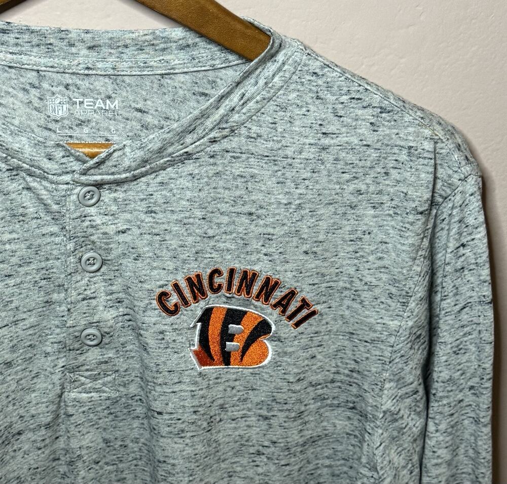 NFL Team Apparel Cincinnati Bengals Shirt Large Gray Long Sleeve